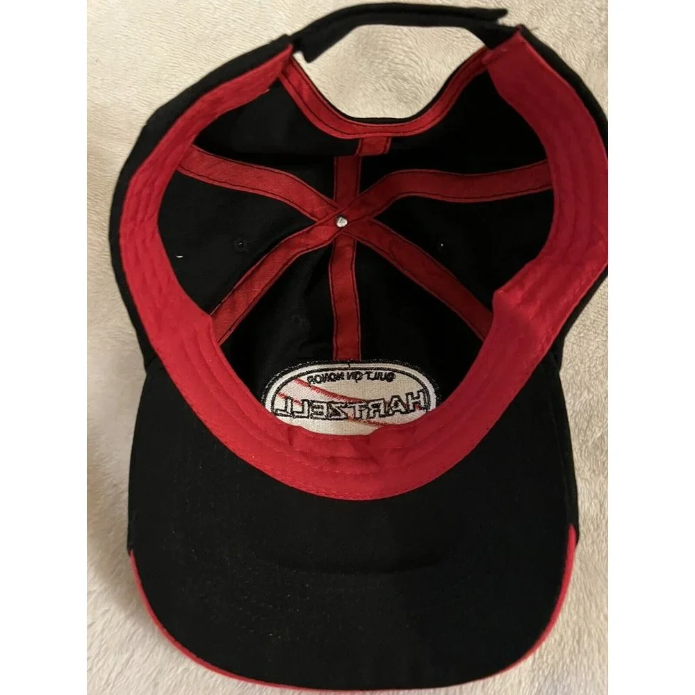 Hartzell Adjustable Men’s Cap Black & Red Hook and Loop Closure One Size Fits